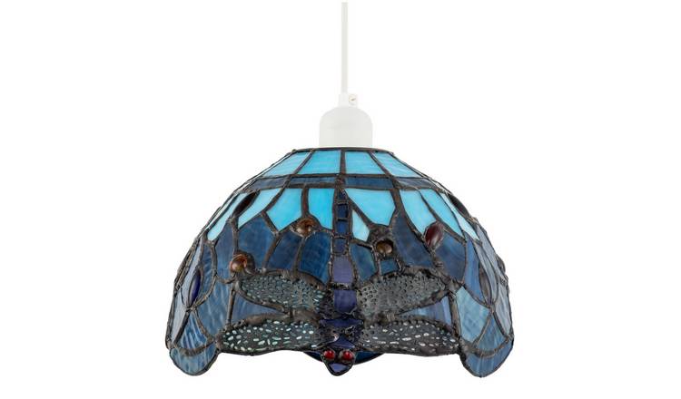 Happy Homewares Midnight and Sky Blue Stained Glass Pendant Shade - 20cm
