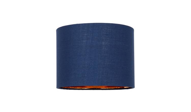 Happy Homewares Navy Blue Cotton Fabric Small with Shiny Lampshade - 20cm