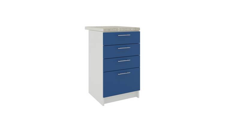 JD Greta 500mm Drawer Cabinet with Drawer Fronts & Worktop - Navy Blue Matt