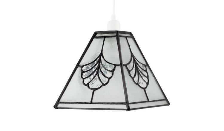 Happy Homewares Clear Glass Tiffany with Floral Panels Pendant Shade - 18cm