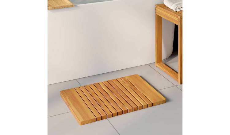 Walplus Wood Bath Mat Plain - Brown - 59 x 40 cm