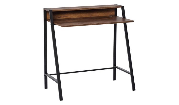 HOMCOM Metal Frame Industrial Office Desk - Rustic Brown