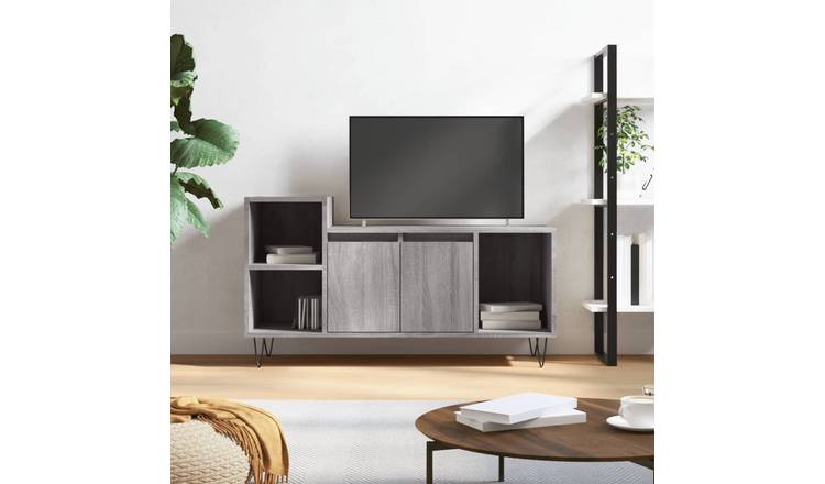 Walplus Engineered Wood TV Cabinet - Grey and Oak - 100 x 35 x 55 cm