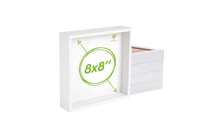 Nicola Spring 3D Deep Box Photo Frames - 8 x 8" - Set of 5 - White