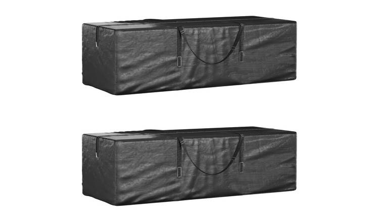 Walplus 2 Piece PE Garden Cushion Storage Bag - Black - 135 x 40 x 55 cm