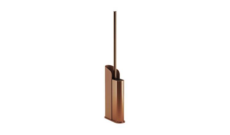 Cosmic Flat Toilet Brush & Holder - Brushed Copper Pvd