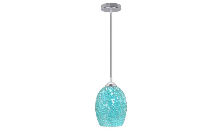 Energy Light Bulbs Crackle Mosaic Glass Ceiling Pendant Light - Blue