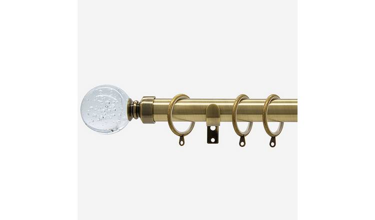 New Edge Blinds Antique Brass 28mm Bubbles Fixed Metal Curtain Pole - 460cm