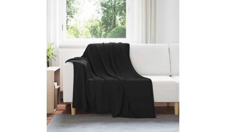 Walplus 140 g/m2 Fleece Throw Blanket - Black - 200 x 150 cm