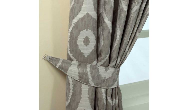 Homescapes Pack of 2 Ikat Jacquard Curtain Tie Backs – Grey
