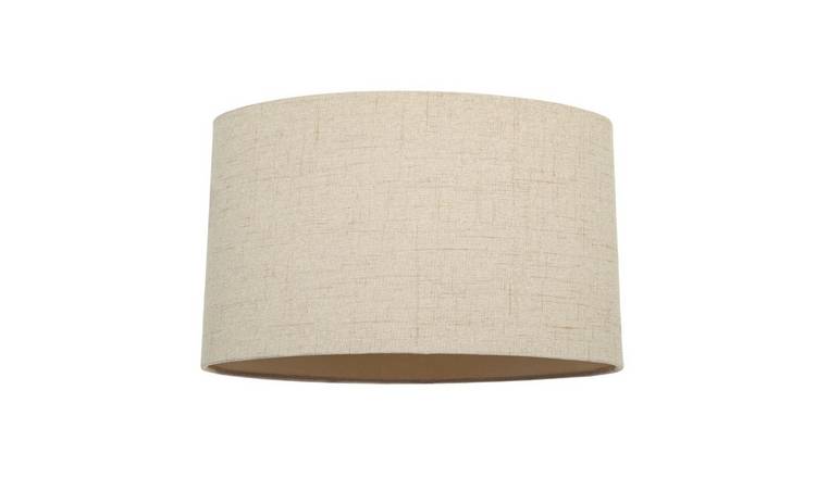 Happy Homewares Sleek Taupe Stitched Effect Linen Fabric Oval Lampshade - 30cm