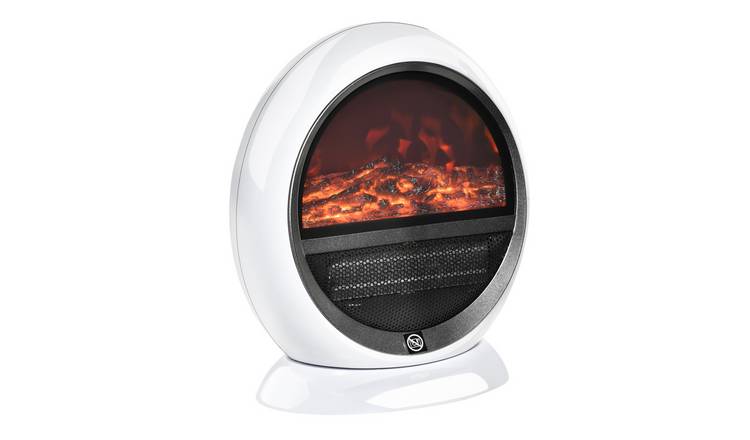 HOMCOM Freestanding Electric Fireplace with Rotatable Head - White