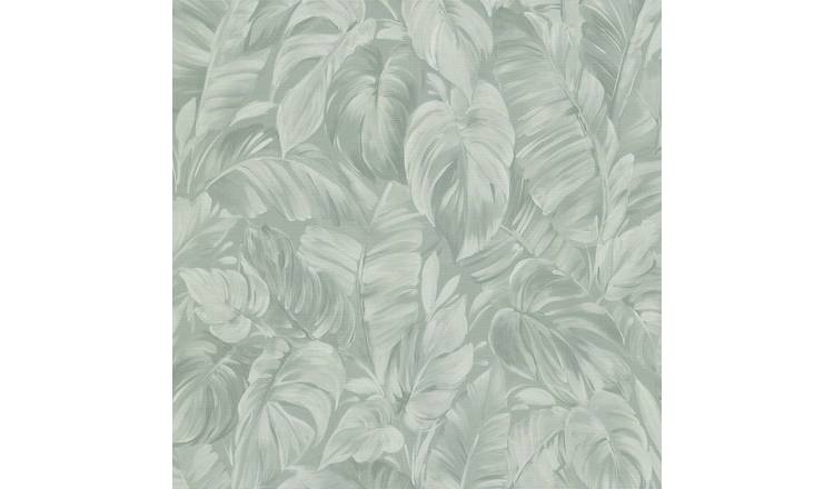 Erismann Play Of Light Palm Leaf Vinyl Textured Wallpaper - Sage Green
