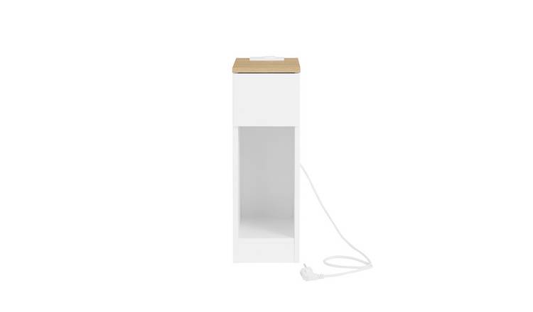SoBuy 1 Drawer 1 Shelf Charging Station Bedroom Nightstand - White