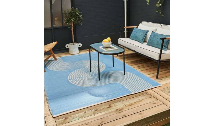 The Rugs Blue Urban Reversible Wave Outdoor Rug - 120 x 160cm