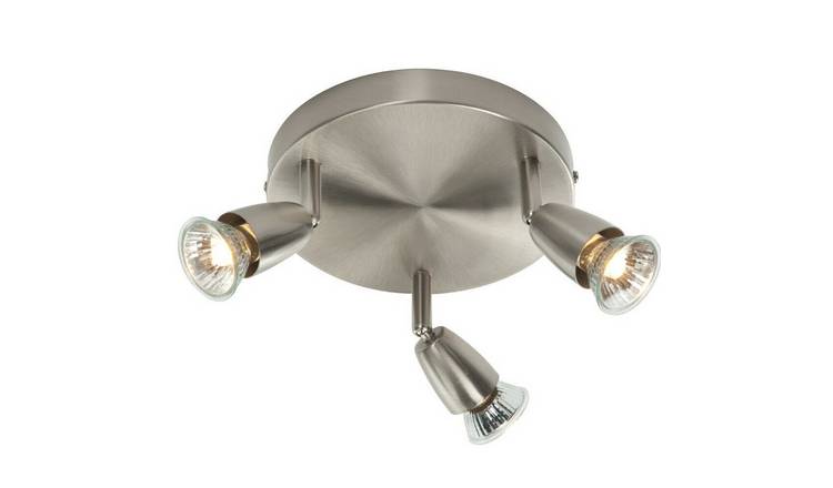 Loops Direct 19cm Diameter Steel Adjustable Ceiling Spotlight - Satin Nickel