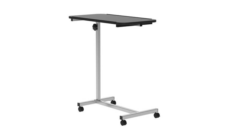 HOMCOM Height Adjustable Over Bed Table with Wheels - Black