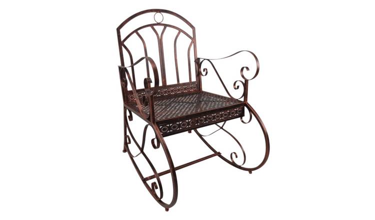 Outsunny Vintage Style Metal Rocking Chair - Bronze Red