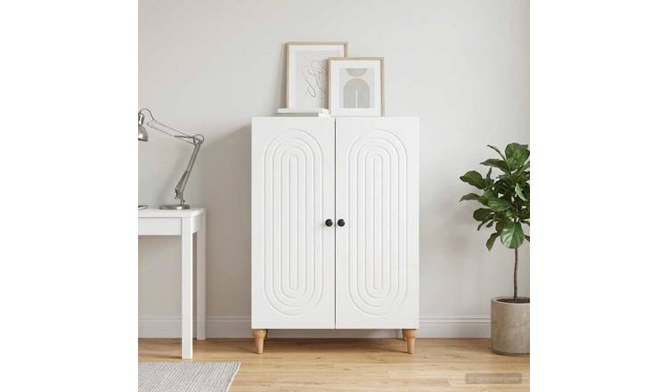 Walplus 2 Door Rectangular Engineered Wood Sideboard - White - 66 x 34.5 x 90 cm