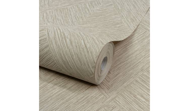 Grandeco Boutique Loni Geometric Weave Luxury Embossed Wallpaper - Neutral Linen