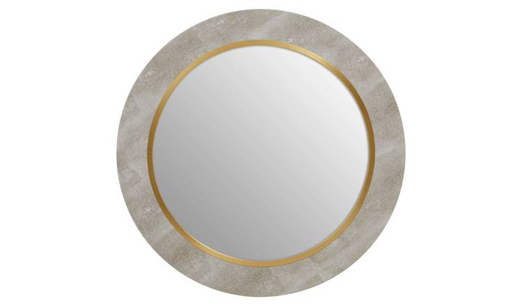 Orsina Cadio Shagreen Effect Inlay Round Wall Mirror – Gold