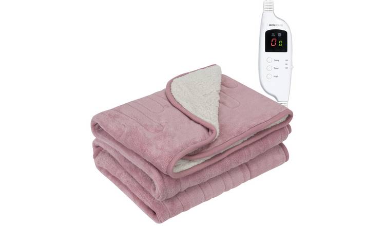 MONHOUSE Single Heated Electric Throw with 9 Heat Setting - Pink