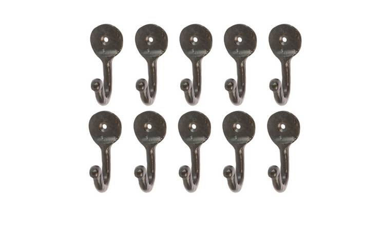 Hammer & Tongs Hammered Round Plate Single Hook - Set of 10