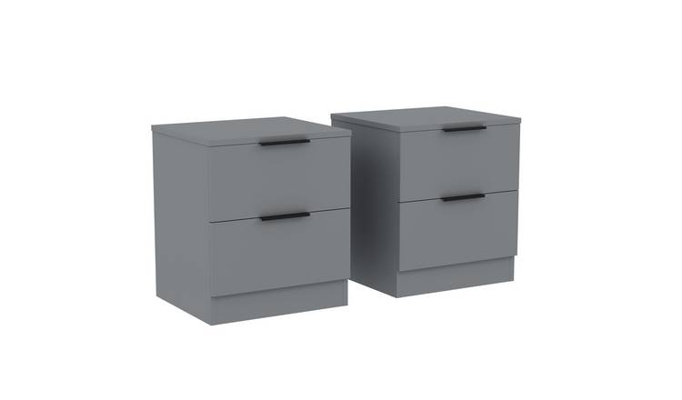 Vida Designs Trega 2 Drawer Bedside Table Chest Set Of 2 - Grey