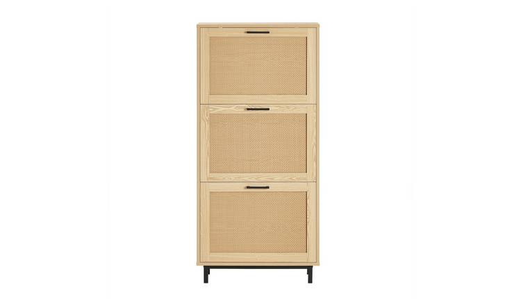 SoBuy 3 Flip Door Steel Feet Shoe Cabinet Wooden Storage Rack
