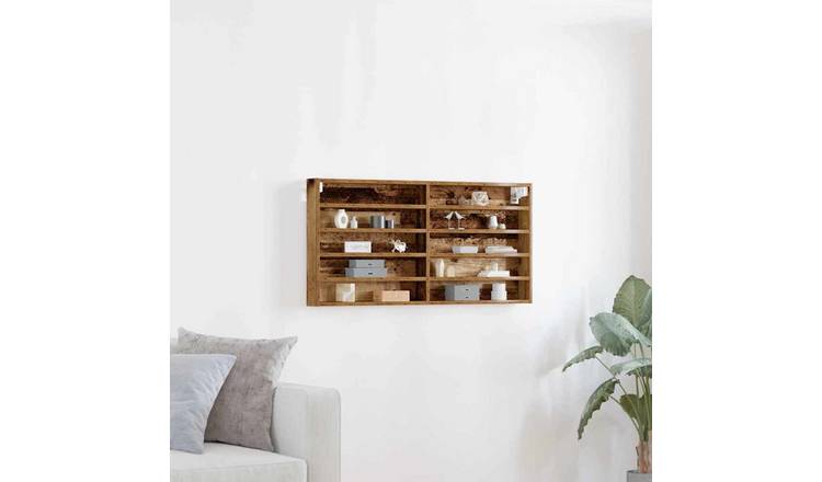 Walplus Engineered Wood Wall Display Cabinet - Dark Wood - 100 x 8.5 x 50 cm