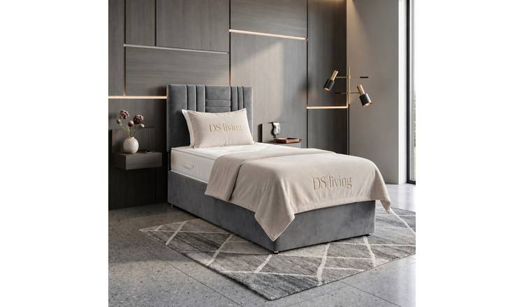 DS Living Orion Single Upholstered Ottoman Bed Frame - Silver