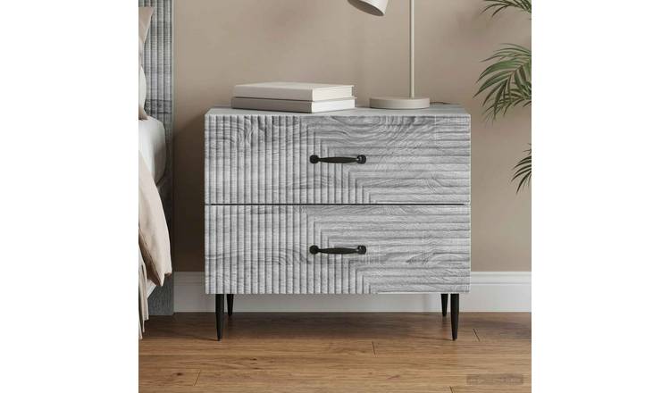Walplus Engineered Wood Bedside Cabinet - Grey Sonoma - 62 x 34.5 x 47.5 cm