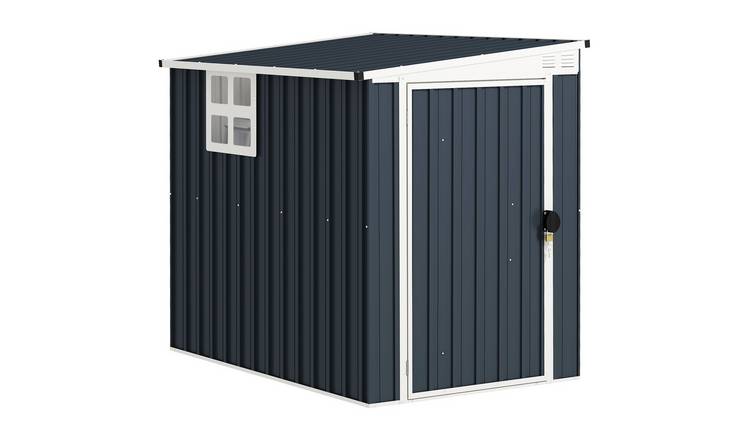 Outsunny Metal Storage Shed with Windowed Vented - Dark Grey