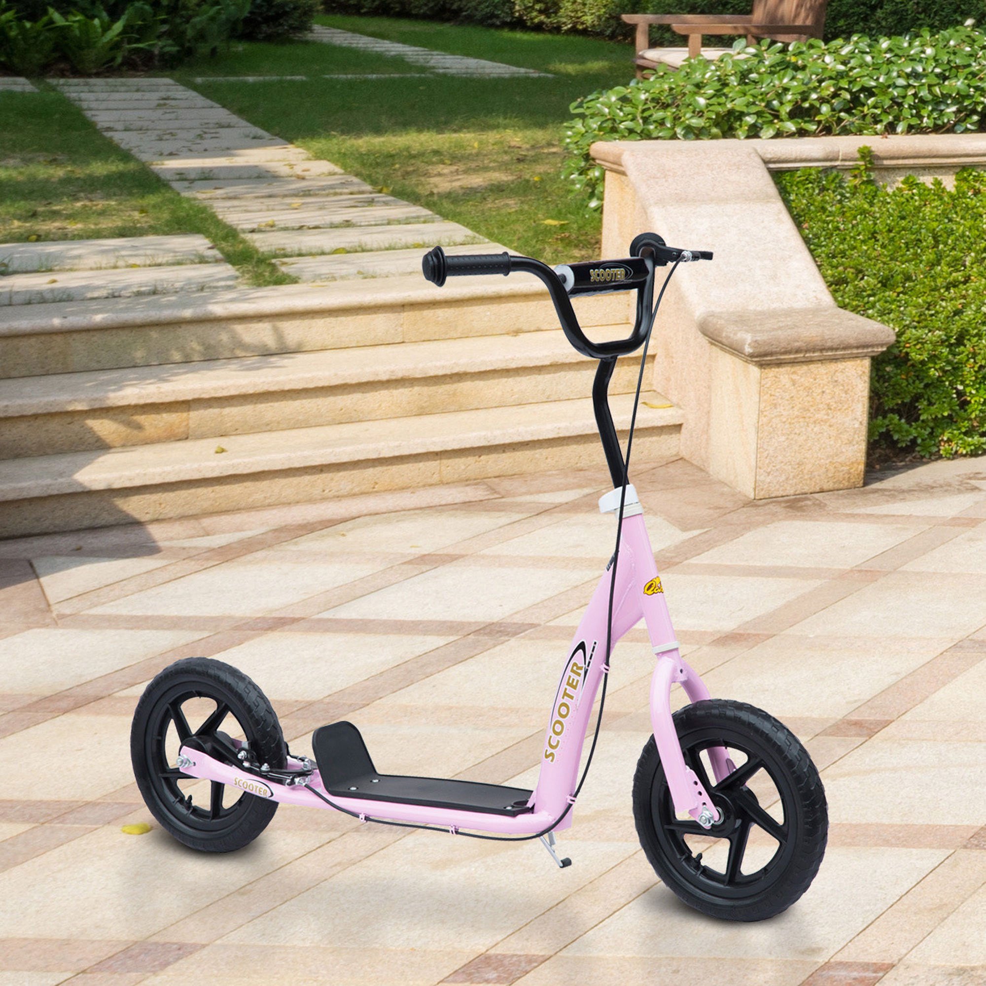 HOMCOM 5 to 12 Years 12 Inch Adjustable Kick Scooter – Pink - Image 2