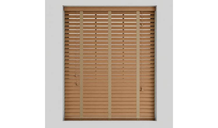 New Edge Blinds Light Oak Real Wood Tape Venetian Blind - 130cm x 120cm