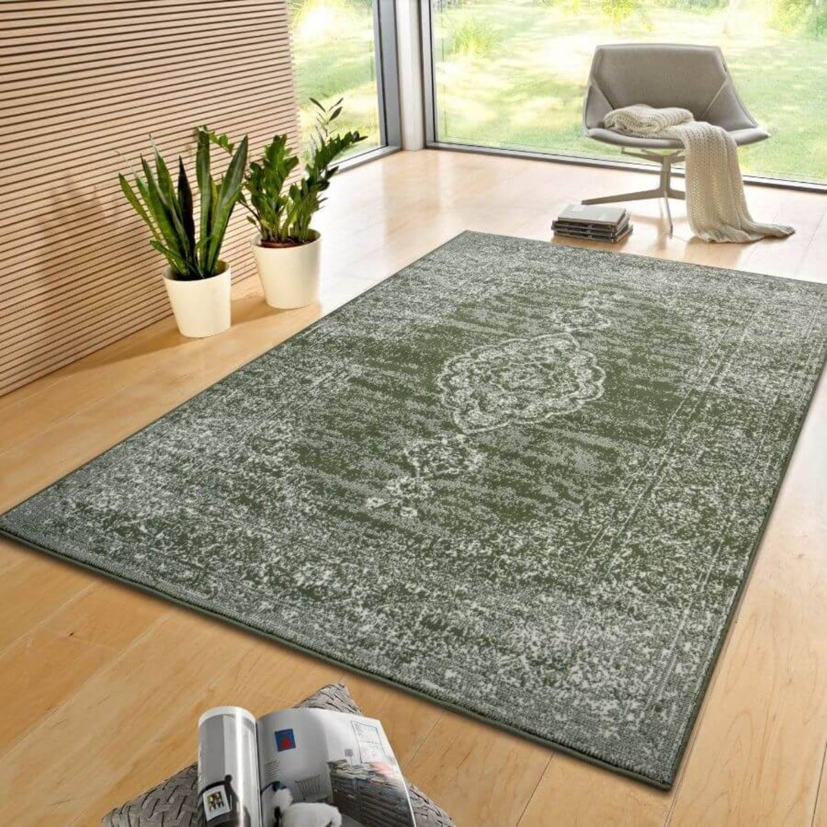 Hanse Home Green Velours Meridional Vintage Oriental Rug - 80 x 150cm - Image 1