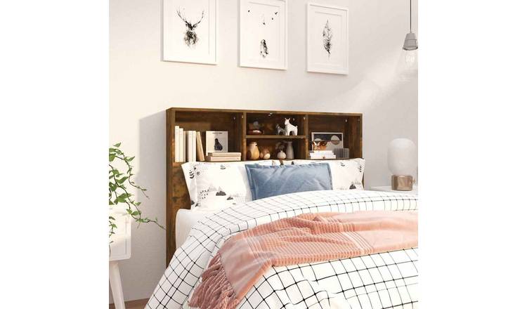 Walplus Engineered Wood Headboard Cabinet - Dark Oak - 120 x 19 x 103.5 cm