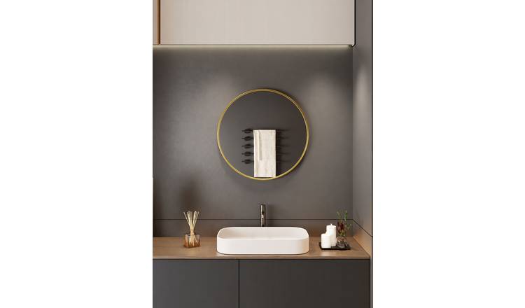 Neo Round Metal Frame Wall Mirror 60cm - Gold