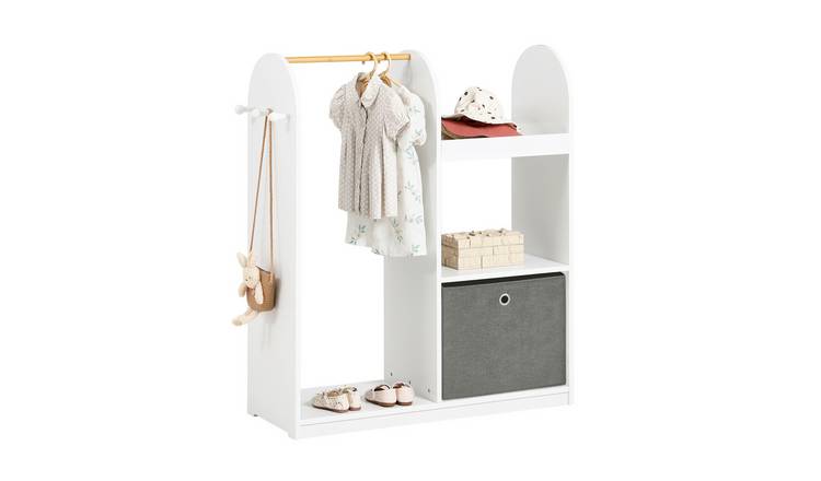 SoBuy 2 Shelf 3 Hook Hanging Rail Kids Wardrobe - White