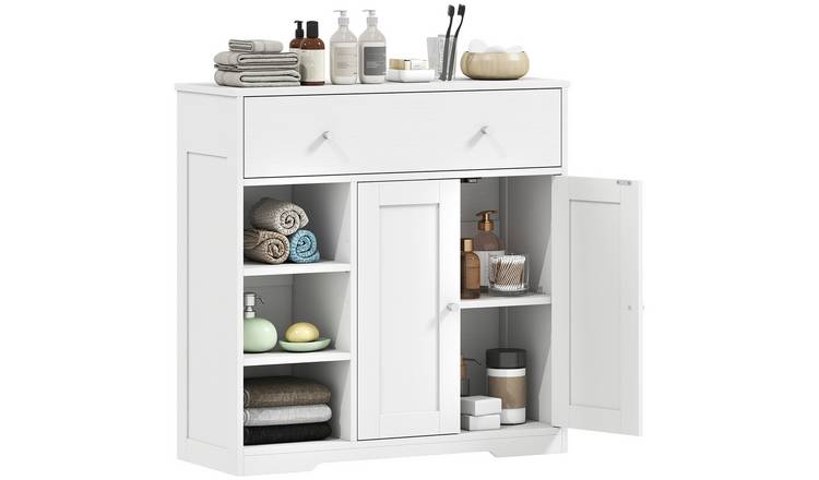 HOMCOM Freestanding Bathroom Cabinet with Drawer - White