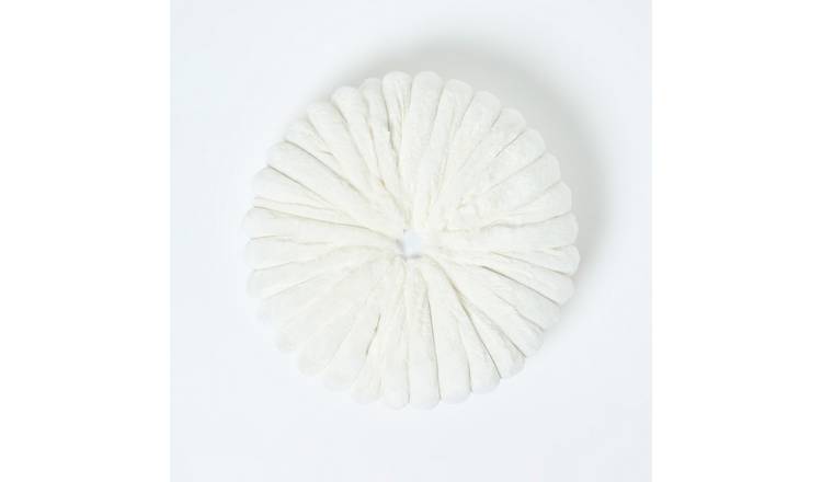 Homescapes Round Button Cushion – White