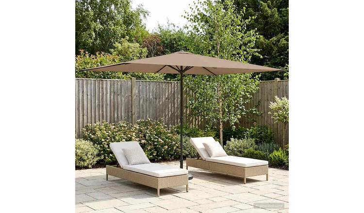 Walplus Rectangular Polyester Garden Parasol - Taupe - 290 x 190 x 223 cm