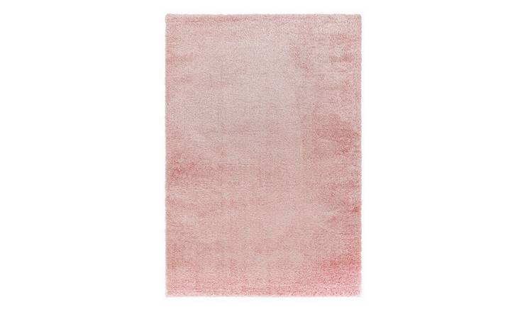 Mega Flooring Pink Shaggy Plain Rug - 80 x 150cm