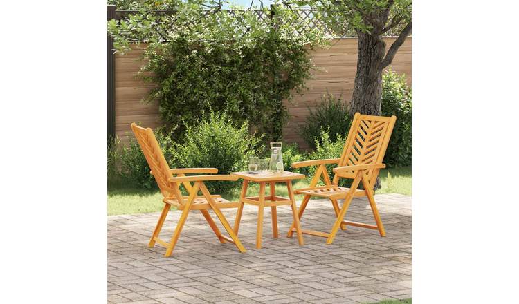 Walplus 3 Piece Solid Acacia Wood Garden Dining Set - Brown - 150 x 90 x 60 cm