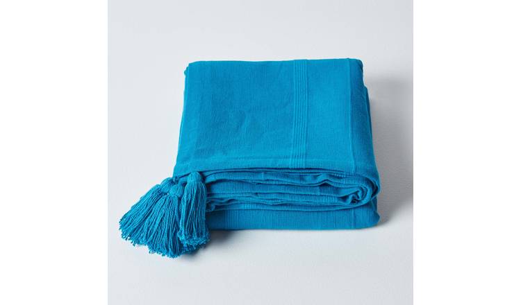 Homescapes Cotton Rajput Ribbed Throw - 255 x 360 cm - Teal