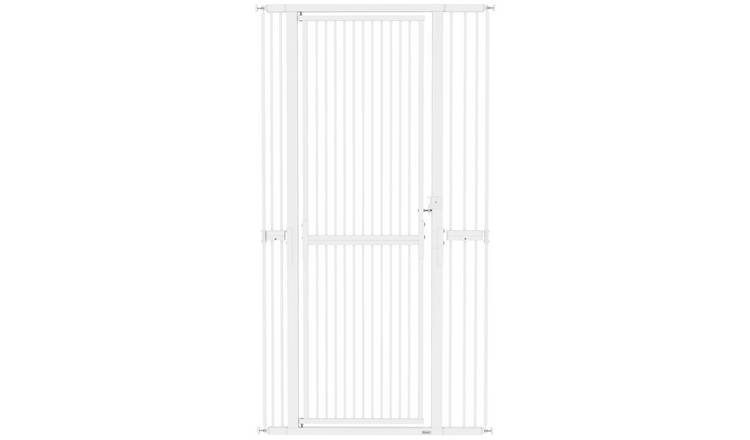 PawHut Adjustable Steel Pressure Mounted Pet Gate - 77-104cm x 180cm - White
