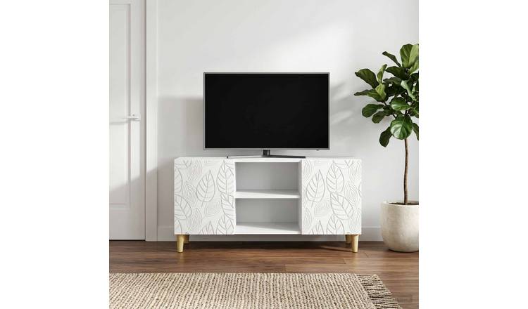 Walplus 2 Door Engineered Wood TV Cabinet 1 Shelf - White - 102 x 34.5 x 50 cm