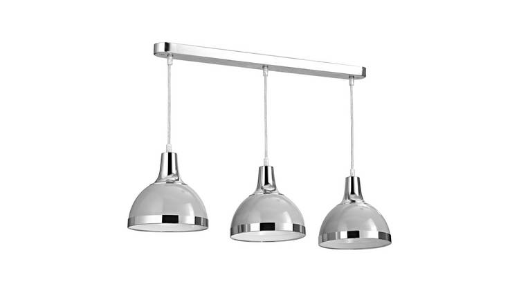Orsina Vermont Three Shutter Shade Pendant Light - Grey and Chrome