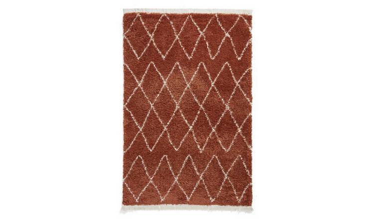 Mega Flooring Brown Shaggy Geometric Rug - 120 x 170cm