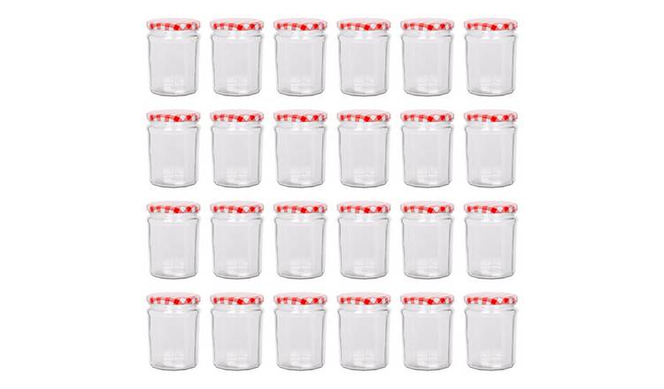 Argon Tableware Glass Jam Jars with Lids - Pack of 24